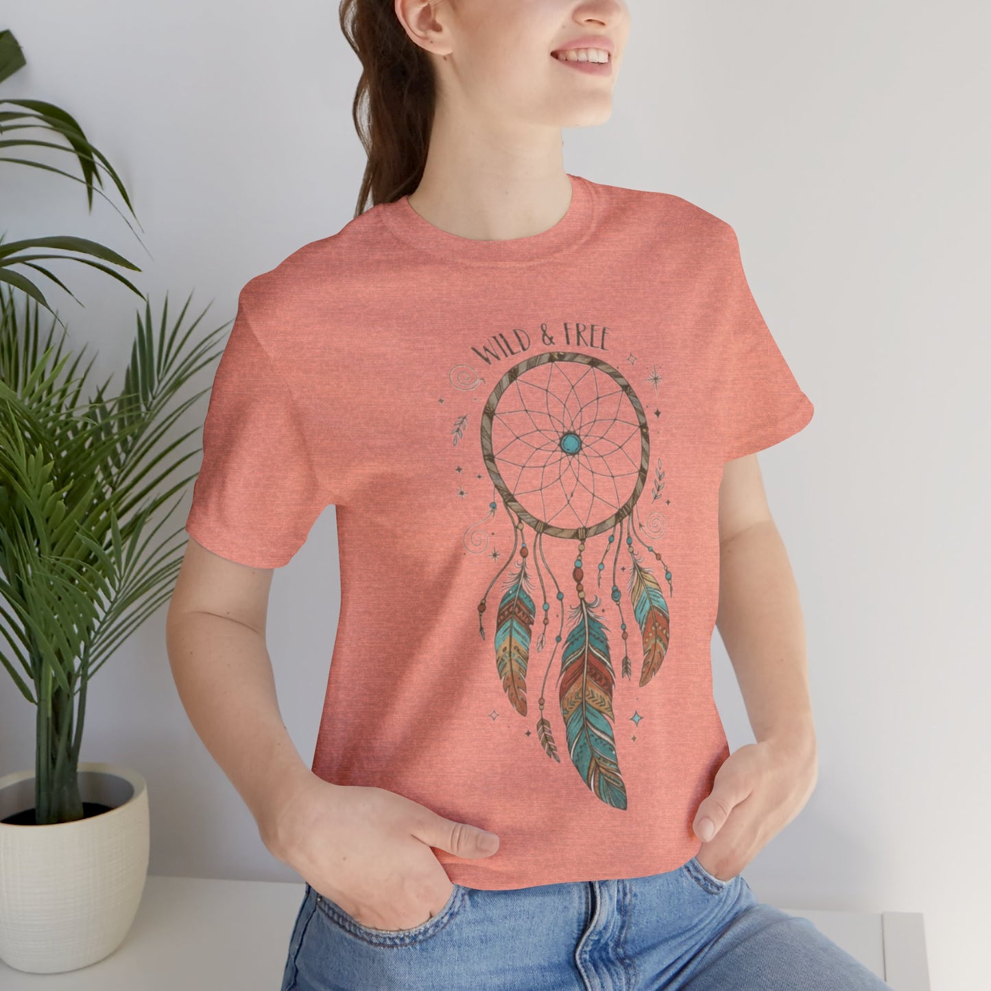 Dreamcatcher Graphic Tee, Wild & Free Shirt, Boho Style Top, Gift for Nature Lovers, Casual Everyday Wear