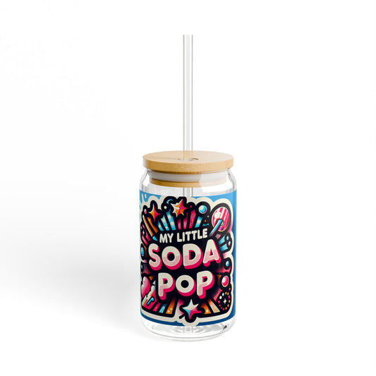 Colorful Sipper Glass Tumbler, My Little Soda Pop, Fun Drinkware, Retro Style, Summer Parties, Kids' Gifts, Eco-Friendly