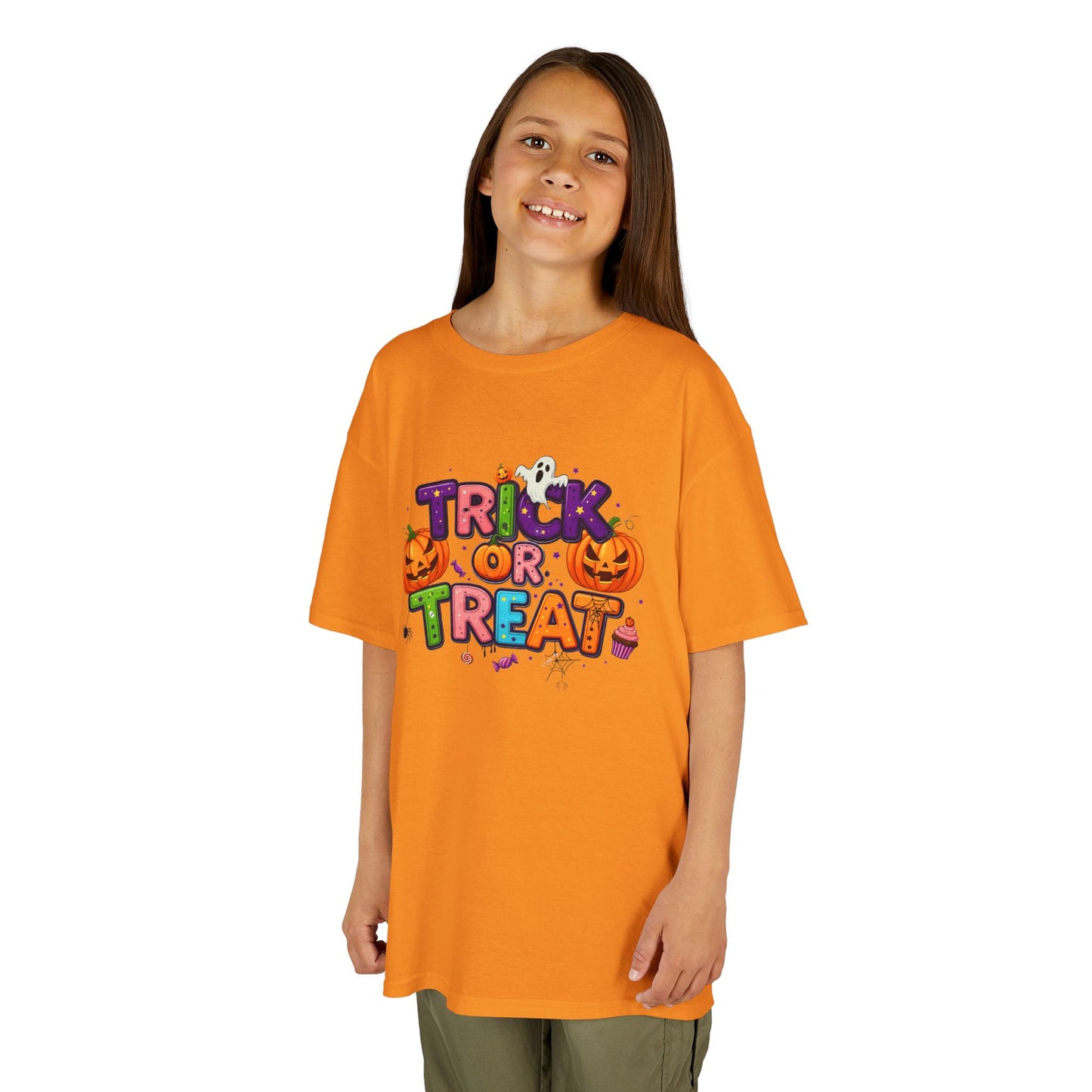Kids Halloween Tee - Trick or Treat T-Shirt, Perfect for Halloween Parties, Costume, Pumpkin Designs, Fun Kids Apparel