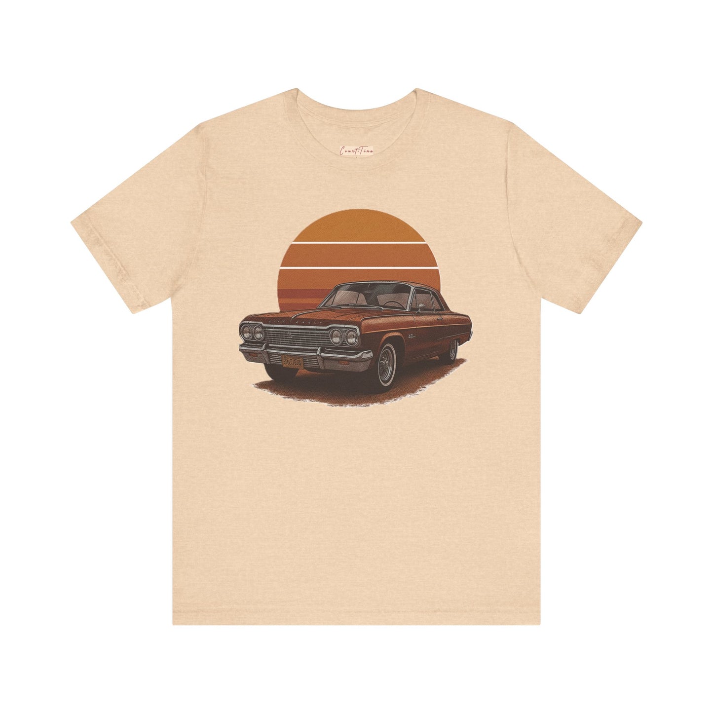 Retro Car Graphic Tee - Vintage Sunset Shirt, Perfect for Car Lovers, Gift for Him, Summer Style, Casual Wear, Unisex Fashion