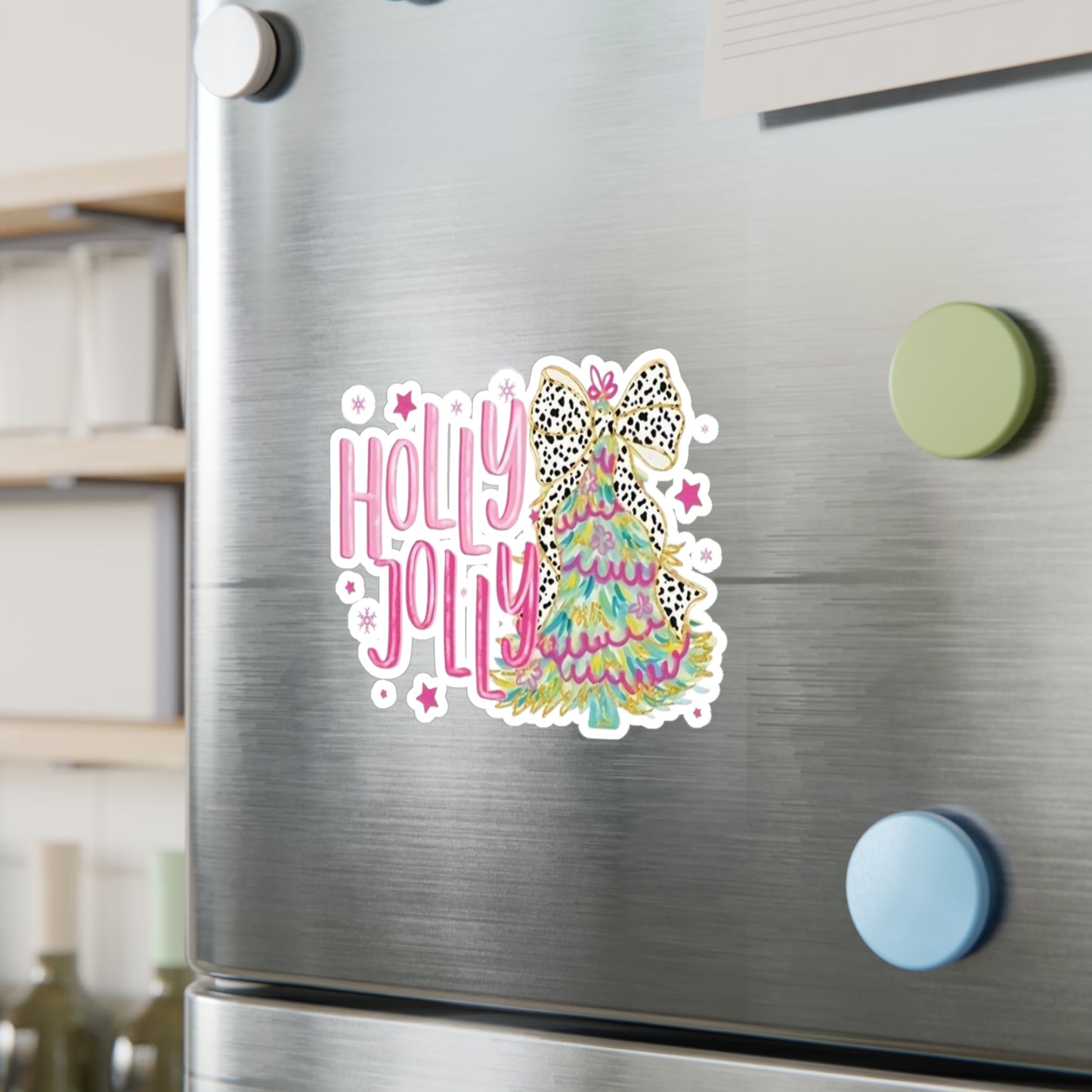 Holy Jolly Kiss-Cut Vinyl Decals for Christmas, Cute Holly Jolly Stickers, Festive Holiday Decor, Gift Ideas, Home and Office Decor