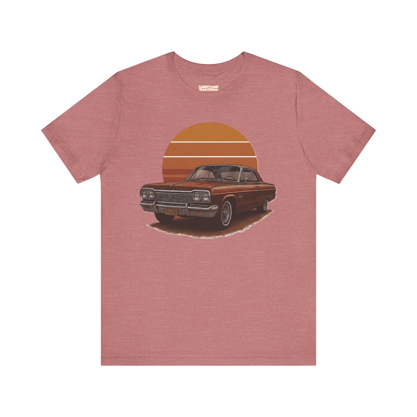 Retro Car Graphic Tee - Vintage Sunset Shirt, Perfect for Car Lovers, Gift for Him, Summer Style, Casual Wear, Unisex Fashion
