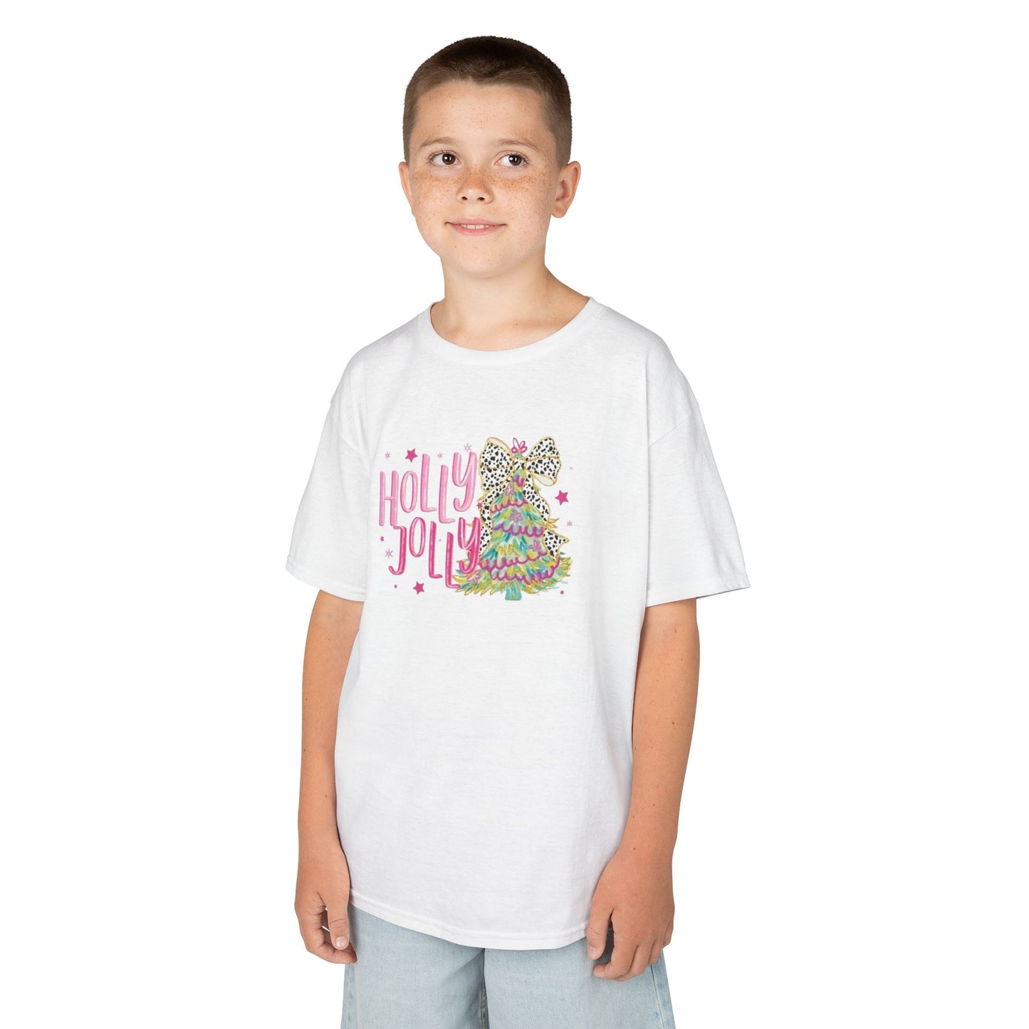 Holly Jolly Kids Tee, Festive Youth Shirt, Christmas Apparel, Fun Gift for Kids, Joyful T-Shirt for Celebrations