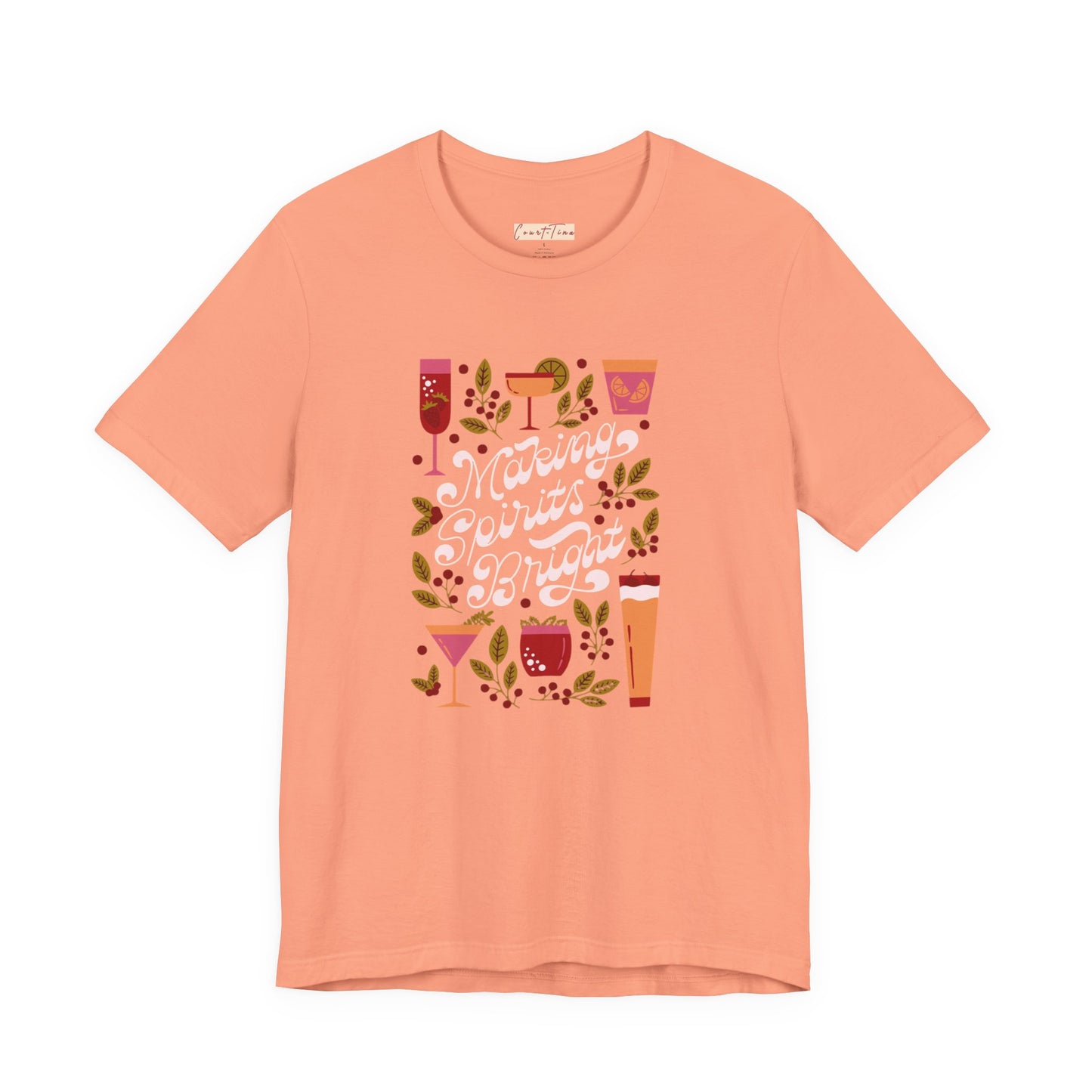 Cheers to Life Unisex Short Sleeve Tee, Fun Party T-Shirt, Gift for Cocktail Lovers, Relaxed Fit Shirt, Making Spirits Bright Tee