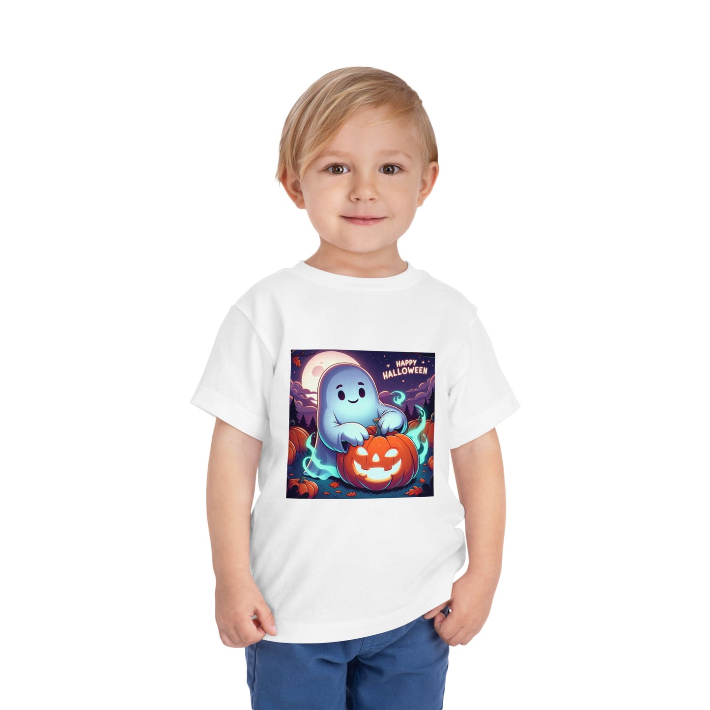 Happy Halloween Toddler Tee, Cute Kids Halloween Shirt, Ghost Pumpkin T-Shirt, Toddler Fall Apparel, Halloween Party Outfit