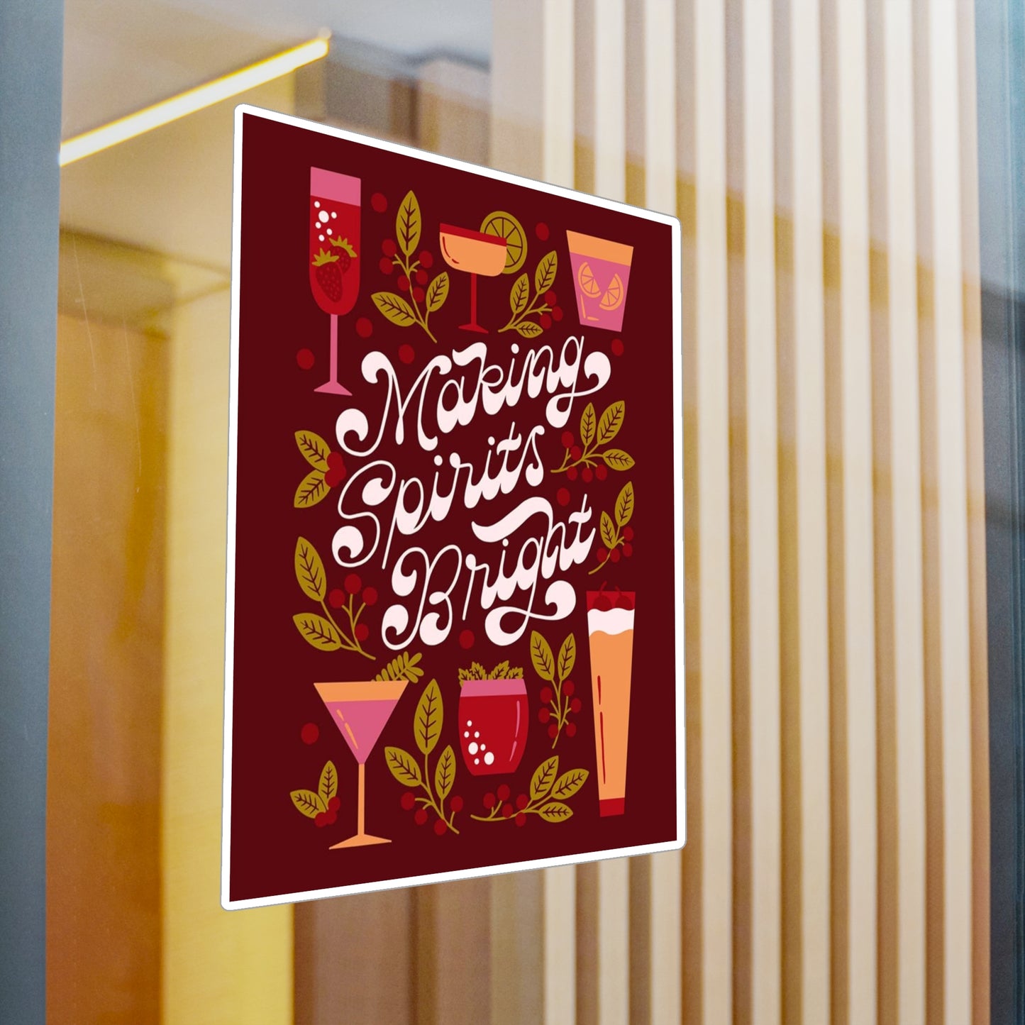 Festive Kiss-Cut Vinyl Decals | Making Spirits Bright Stickers for Party Decor, Holiday Gifts, Bar Decor, Home Decor, and Celebrations