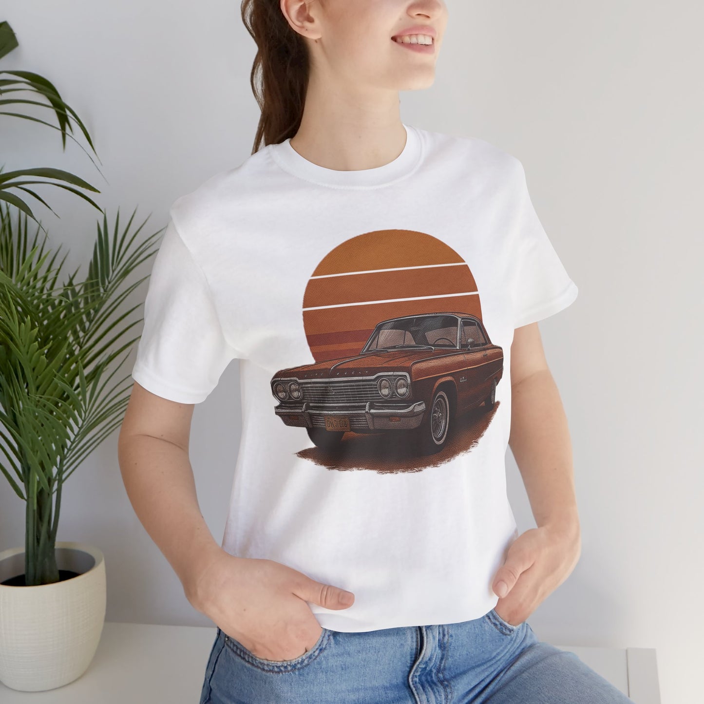 Retro Car Graphic Tee - Vintage Sunset Shirt, Perfect for Car Lovers, Gift for Him, Summer Style, Casual Wear, Unisex Fashion