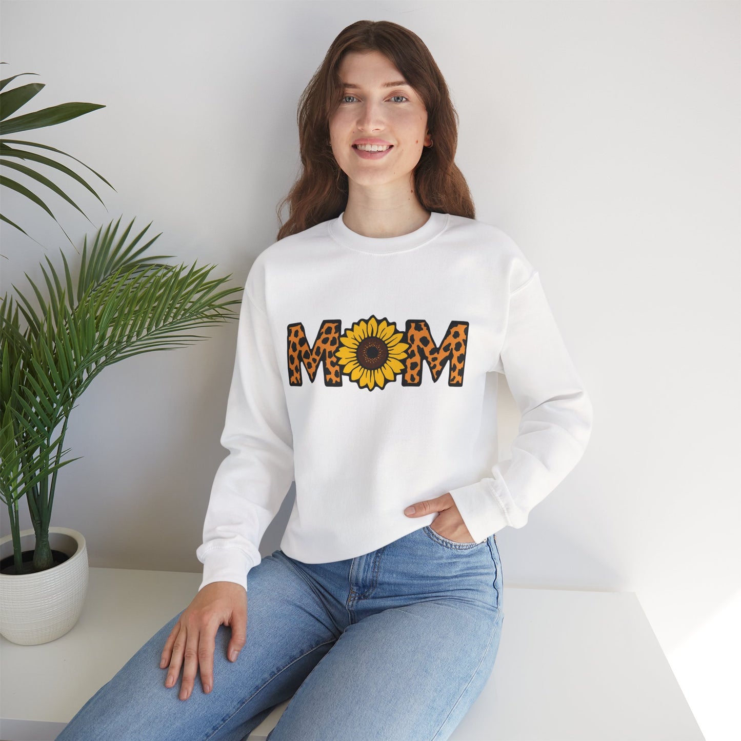 Sunflower Mom Crewneck Sweatshirt, Cozy Gift for Mothers, Mother's Day Apparel, Birthday Gift, Stylish Casual Wear
