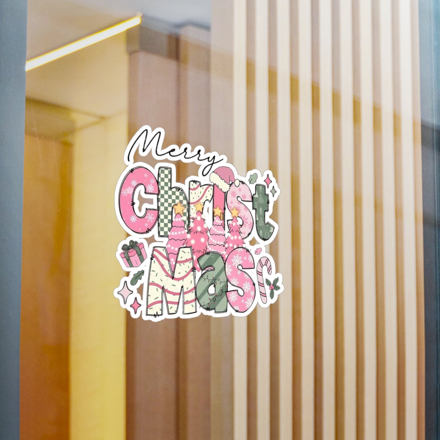 Merry Christmas Kiss-Cut Vinyl Decals, Holiday Stickers for Home Decor, Festive Gifts, Christmas Party Decoration, Seasonal Cheer