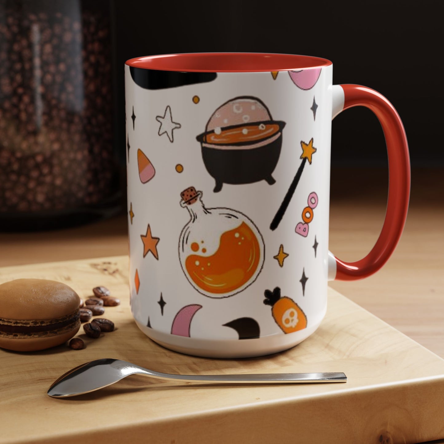 Halloween Accent Coffee Mug - Spooky Cute Designs, Perfect for Fall Décor, Pumpkin, Trick-or-Treat, Autumn Gift, Kids & Adults