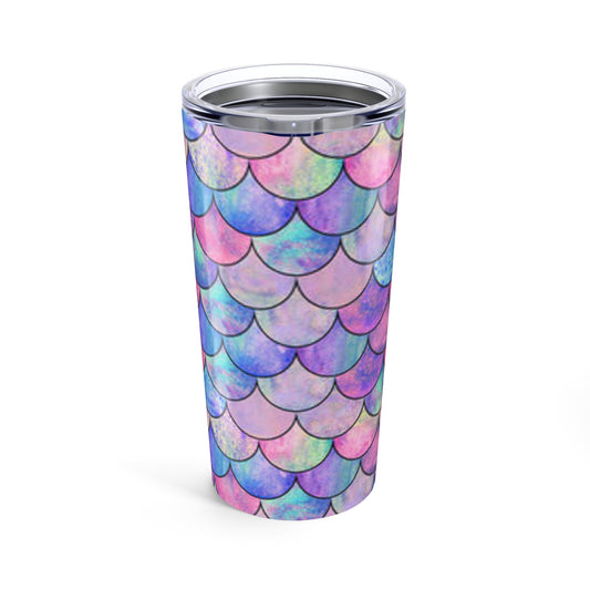 Mermaid Scale Tumbler, Colorful 20oz Travel Mug for Ocean Lovers, Birthday Gift, Summer Vibes, Reusable Drinkware, Beach Accessory