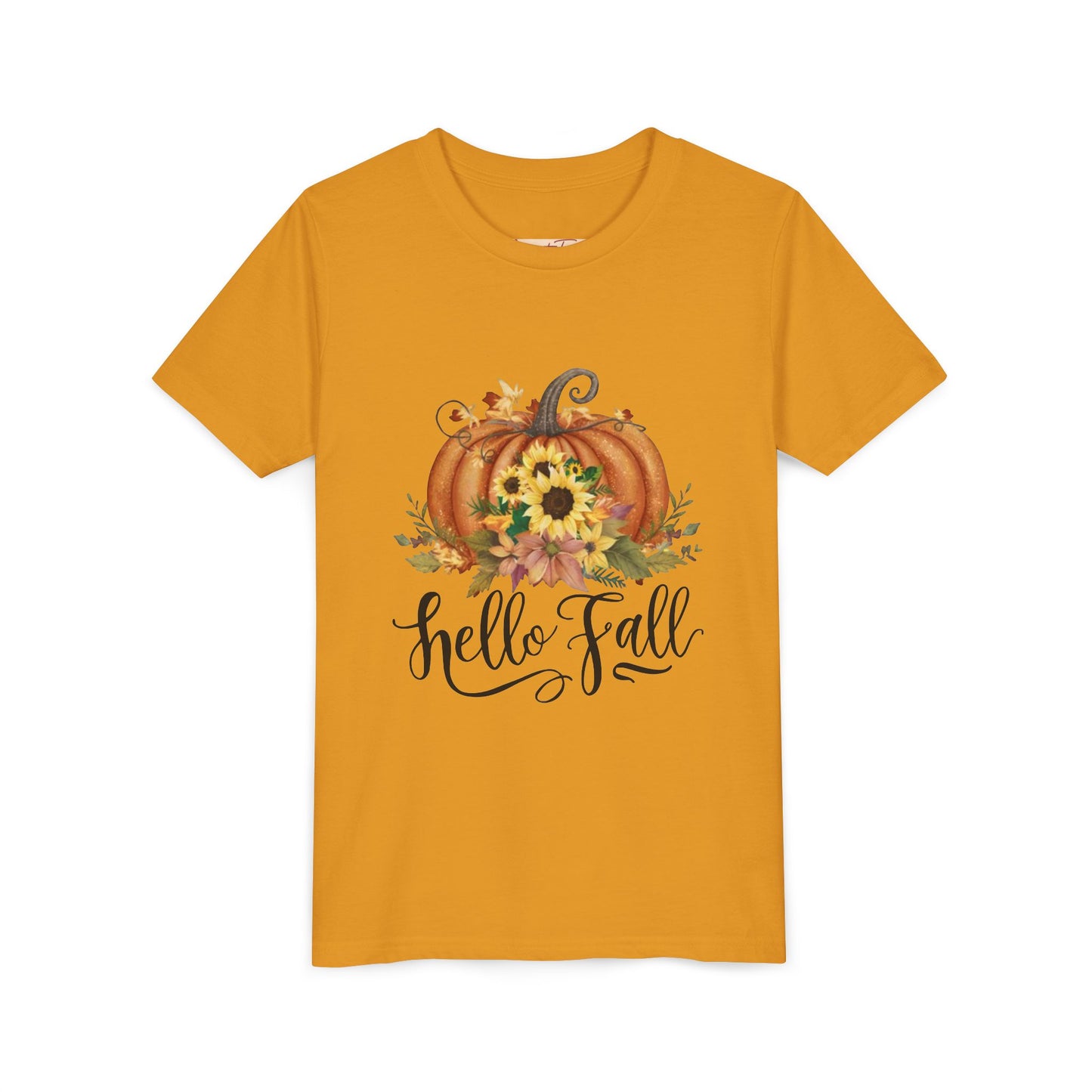 Fall Pumpkin Graphic Youth Tee, Autumn Kids T-Shirt, Hello Fall Shirt, Seasonal Apparel for Kids, Halloween, Thanksgiving Outfit