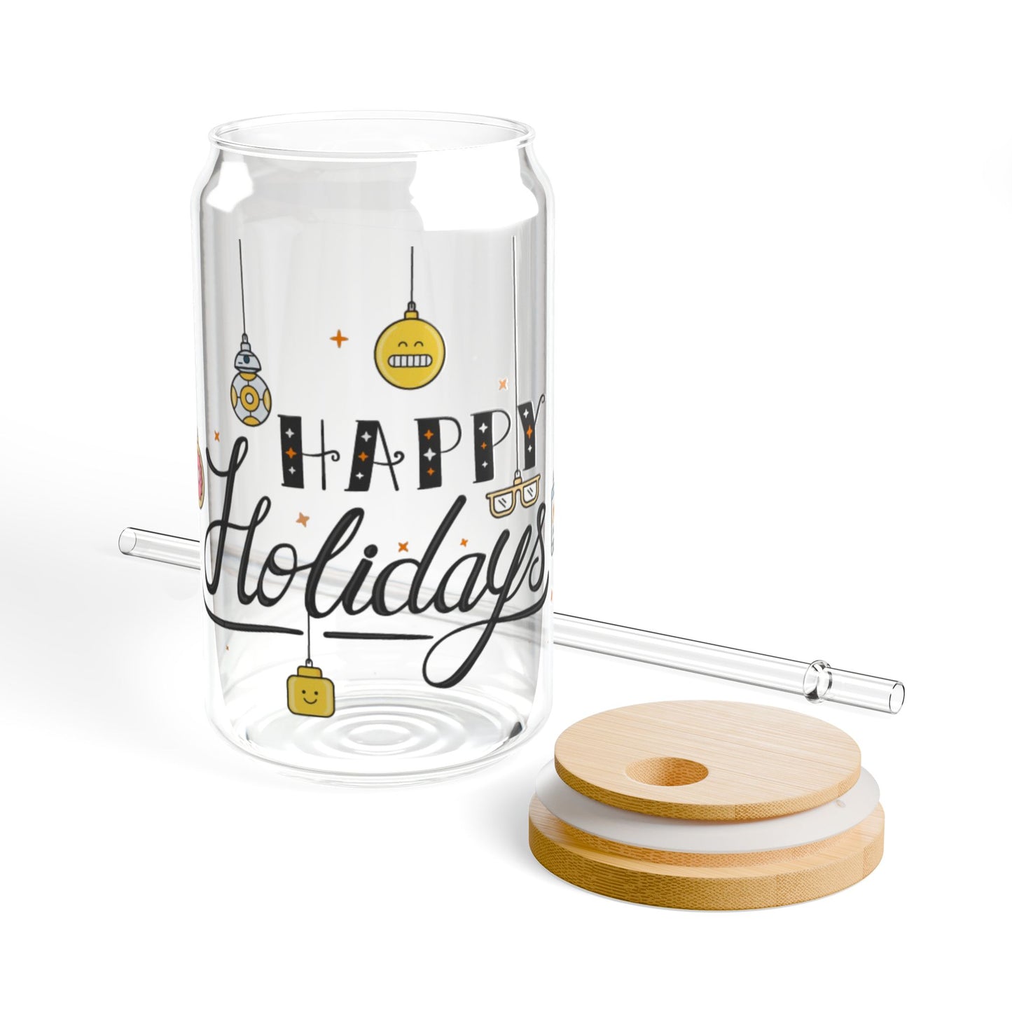 Holiday Sip Glass with Straw,
