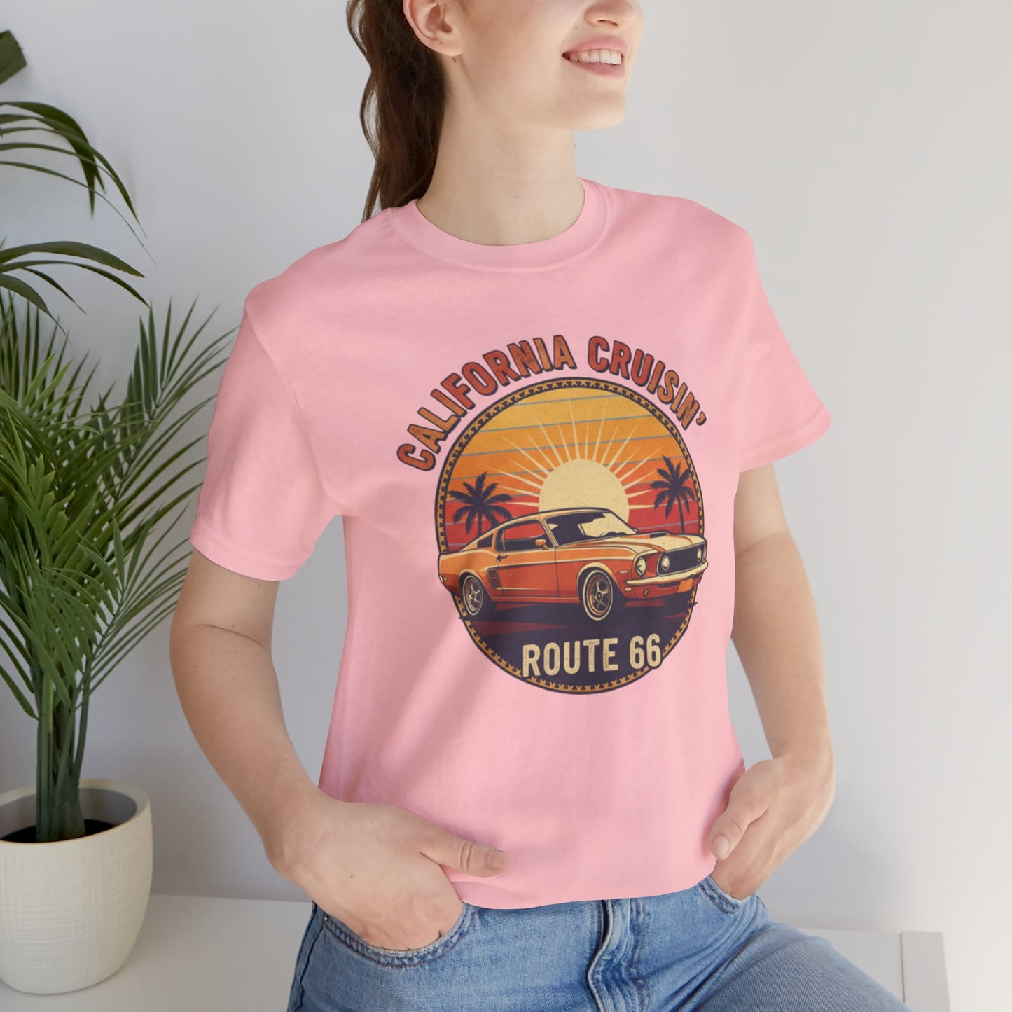 California Cruisin' Vintage Tee, Retro Car Shirt, Route 66 Graphic Tee, Perfect for Road Trips, Travel Lovers Apparel, Unisex T-Shirt