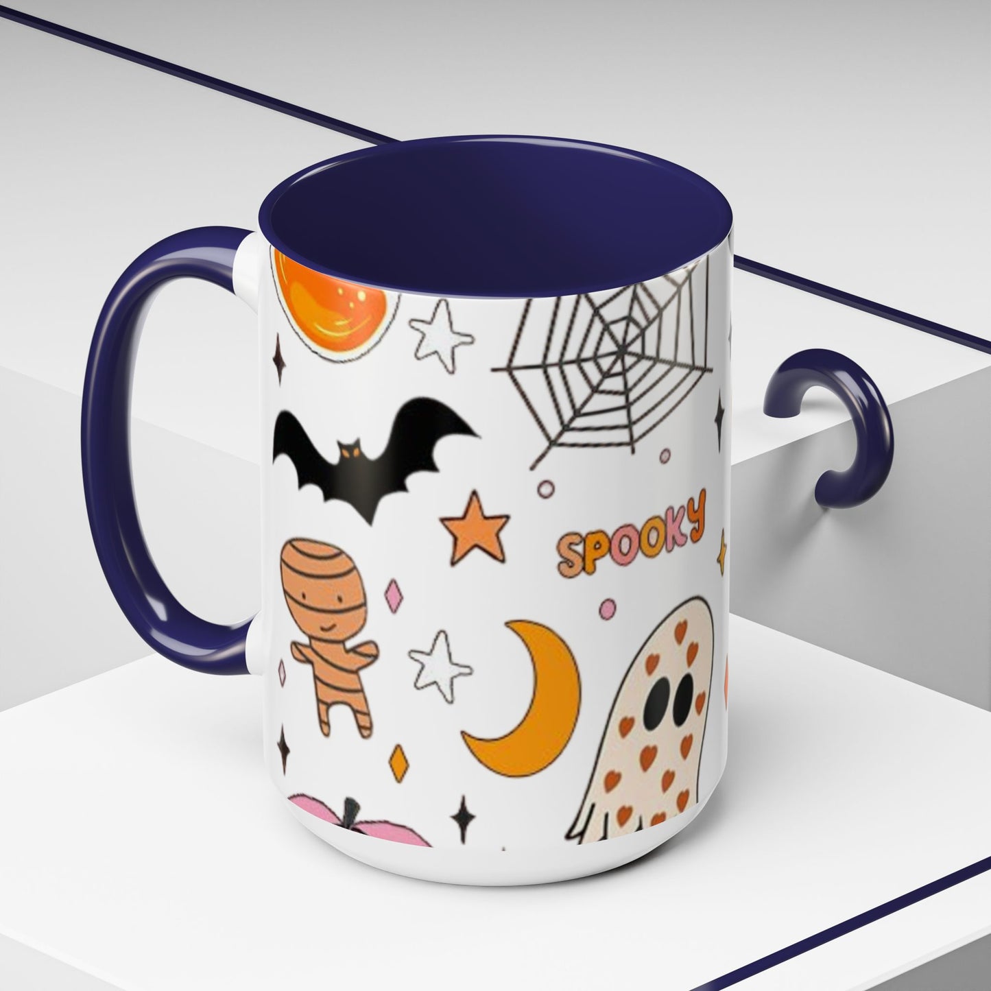 Halloween Accent Coffee Mug - Spooky Cute Designs, Perfect for Fall Décor, Pumpkin, Trick-or-Treat, Autumn Gift, Kids & Adults