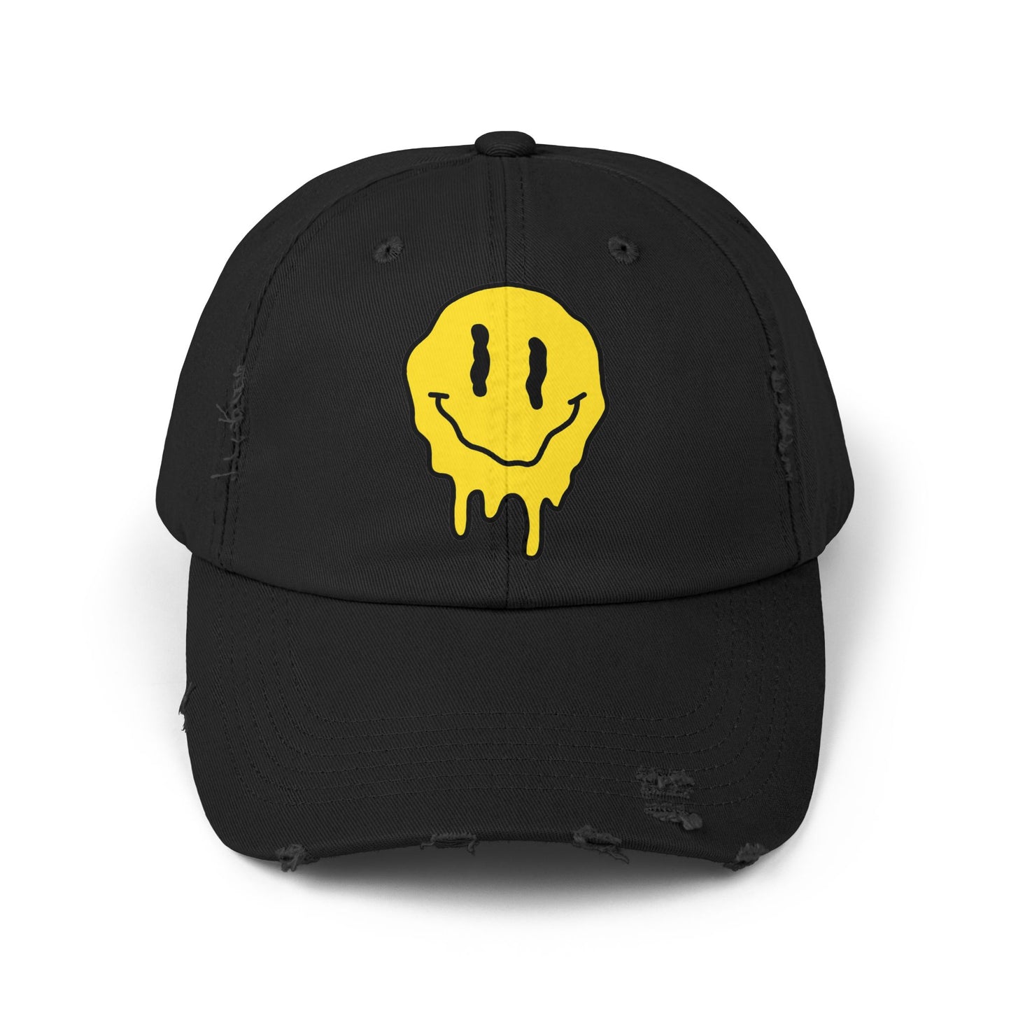 Smiley Face Distressed Cap | Unisex Hat for Casual Wear, Trendy Accessories, Gift Ideas for Friends, Summer Style, Streetwear