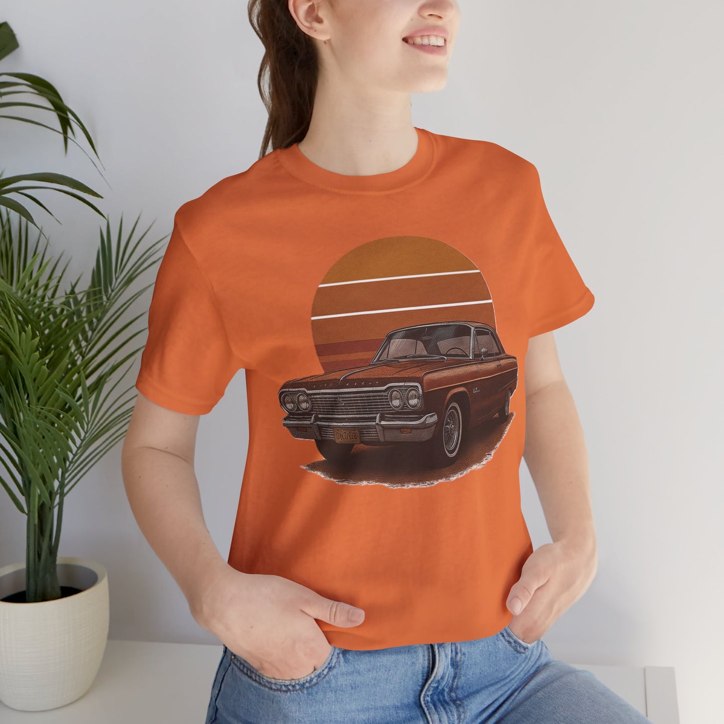 Retro Car Graphic Tee - Vintage Sunset Shirt, Perfect for Car Lovers, Gift for Him, Summer Style, Casual Wear, Unisex Fashion