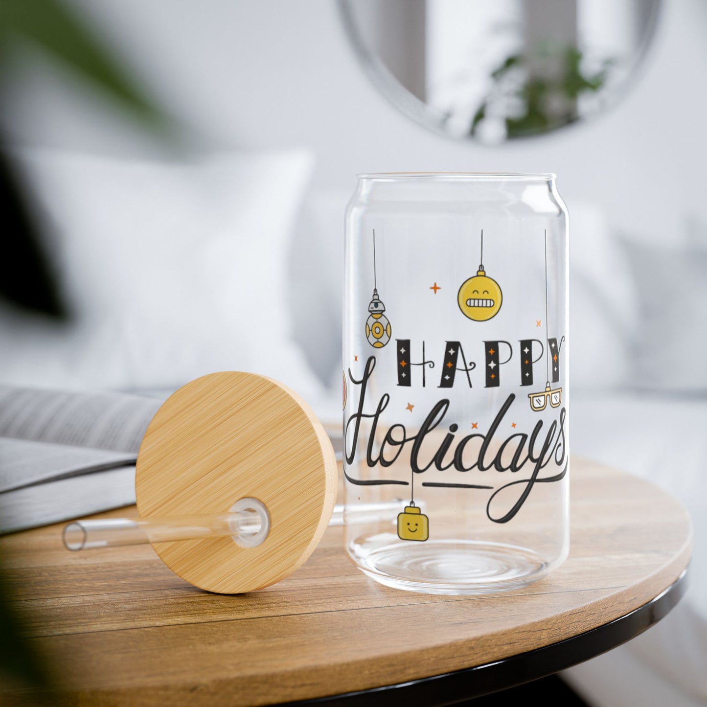 Holiday Sip Glass with Straw,