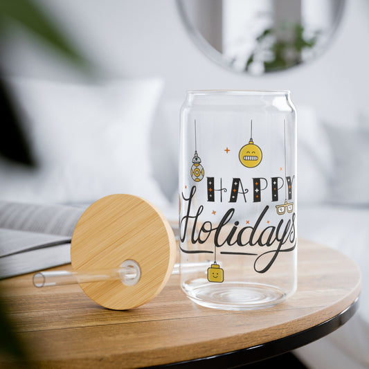 Holiday Sip Glass with Straw,