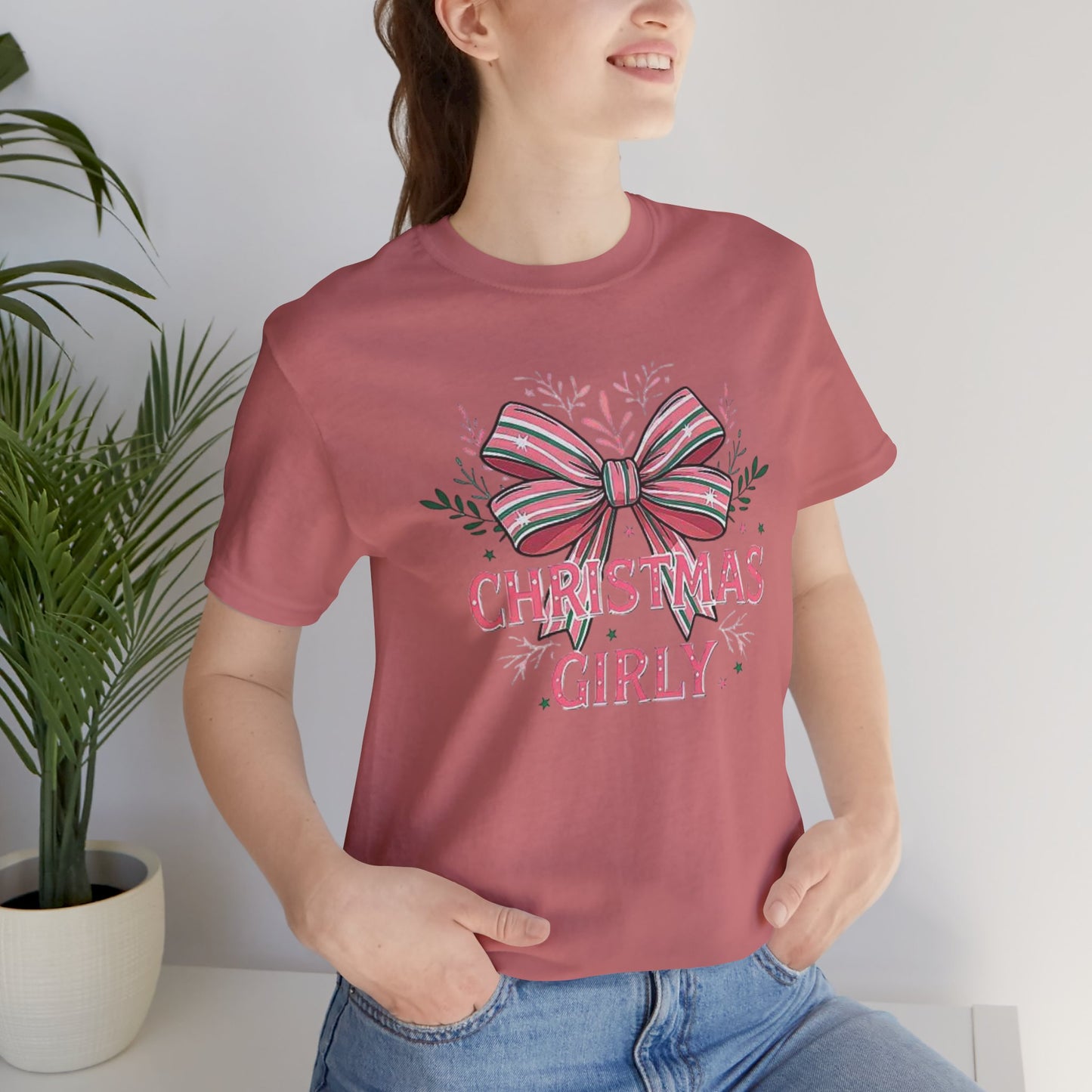 Christmas Girly Short Sleeve Tee, Holiday T-Shirt, Gift Idea, Festive Apparel, Seasonal Top, Christmas Outfit