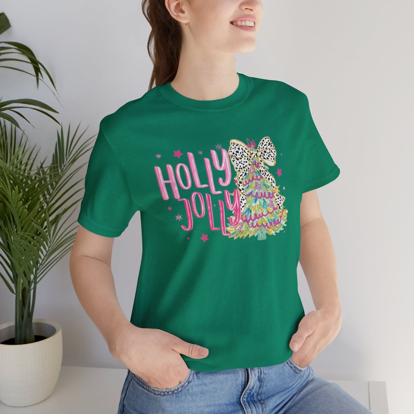 Holly Jolly Christmas Tee, Holiday Party Shirt, Gift for Her, Unisex Funny T-Shirt, Seasonal Apparel, Cute Christmas Outfit