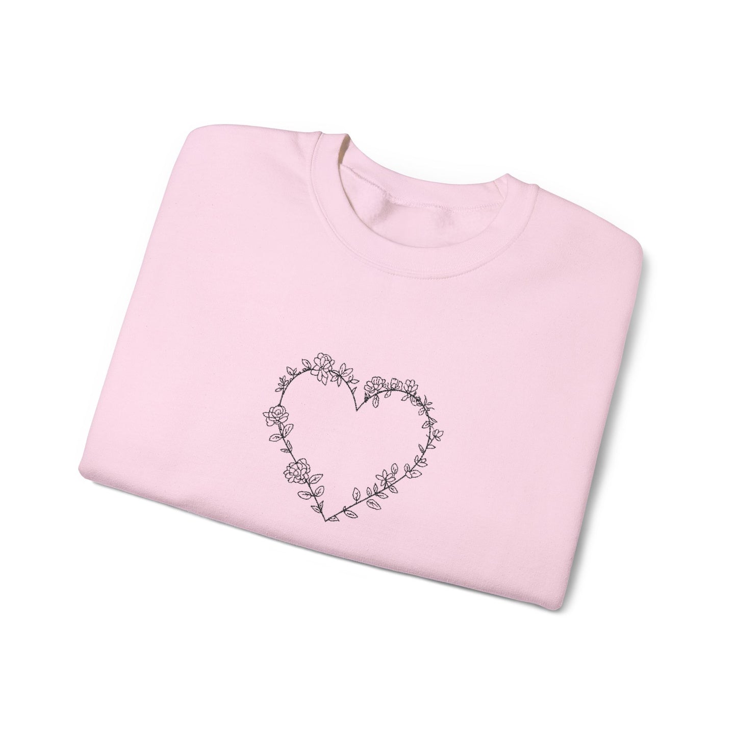 Romantic Floral Heart Sweatshirt, Cozy Gift, Unisex Crewneck, Valentine's Day, Casual Wear, Plant Lover's Gift, Everyday Comfort