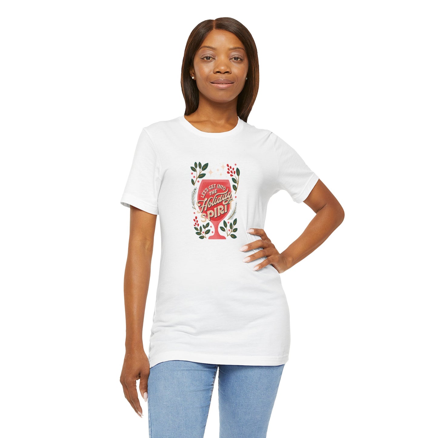 Holiday Spirit Short Sleeve Tee - Unisex Jersey T-Shirt, Festive Casual Wear, Christmas Gift, Family Gatherings, Seasonal Apparel
