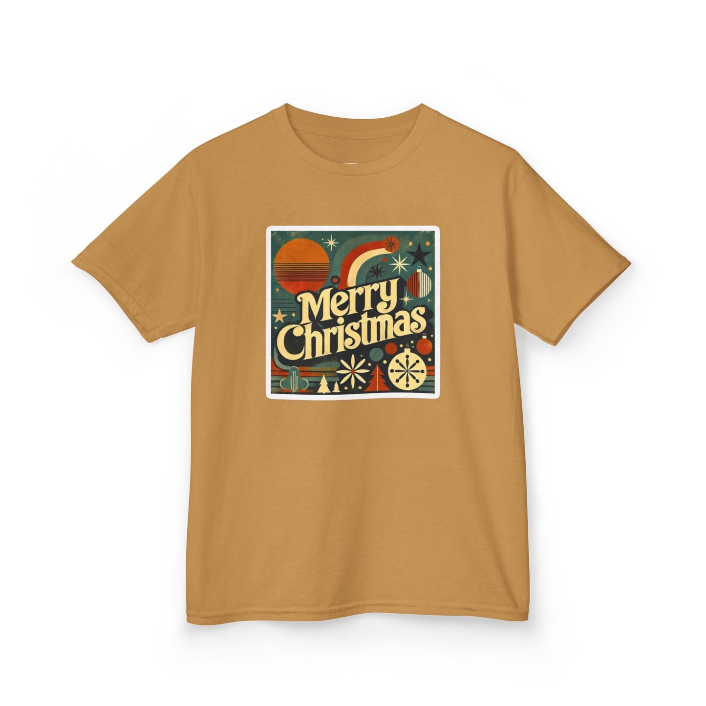 Vintage Retro Merry Christmas Kids Tee, Holiday T-Shirt, Festive Childrens Shirt, Winter Apparel, Gift for Kids, Christmas Party Outfit