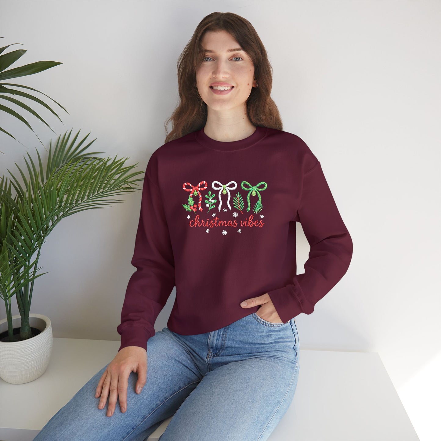 Embroidered Christmas Vibes Sweatshirt