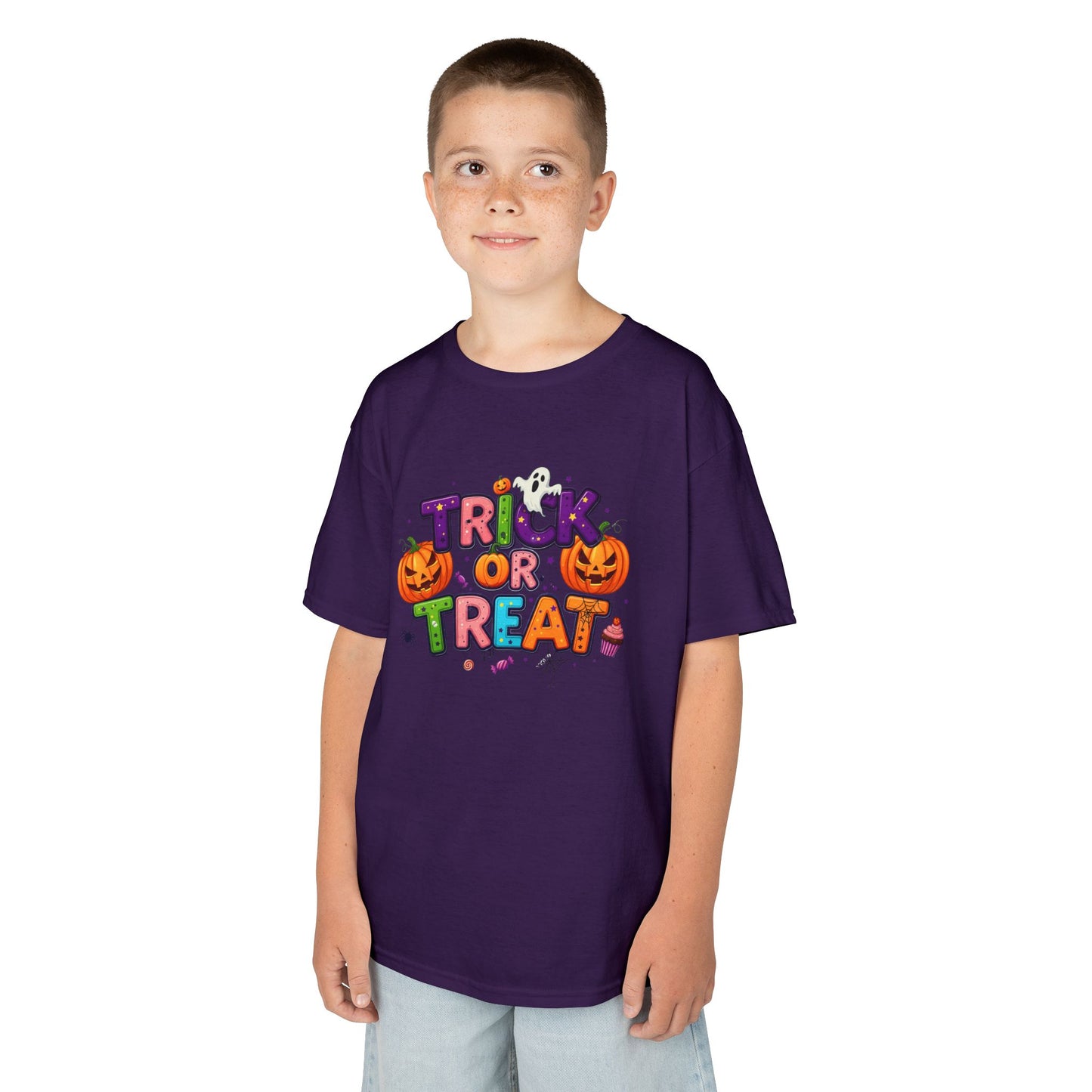 Kids Halloween Tee - Trick or Treat T-Shirt, Perfect for Halloween Parties, Costume, Pumpkin Designs, Fun Kids Apparel