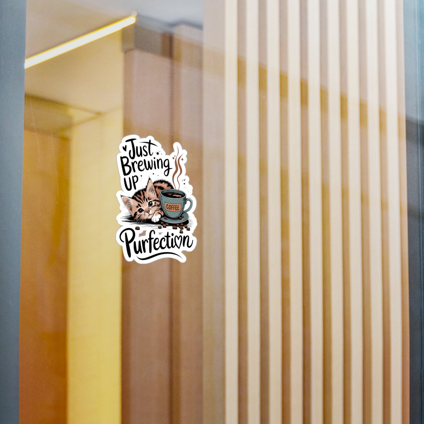 Cozy Coffee Cat Kiss-Cut Vinyl Decal