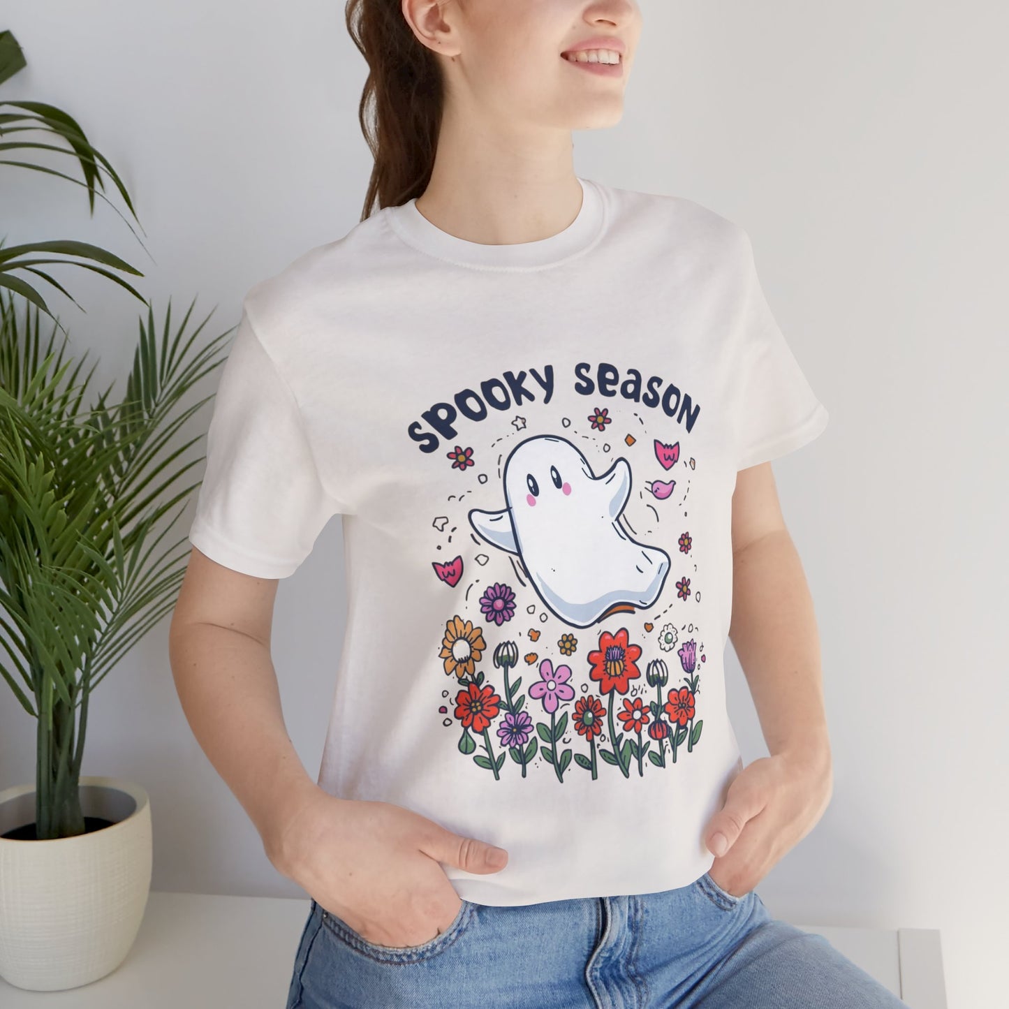 Spooky Season Ghost Tee, Spooky Season Unisex T-Shirt, Cute Halloween Outfit, Fall Vibes Shirt, Ghost Lover Gift