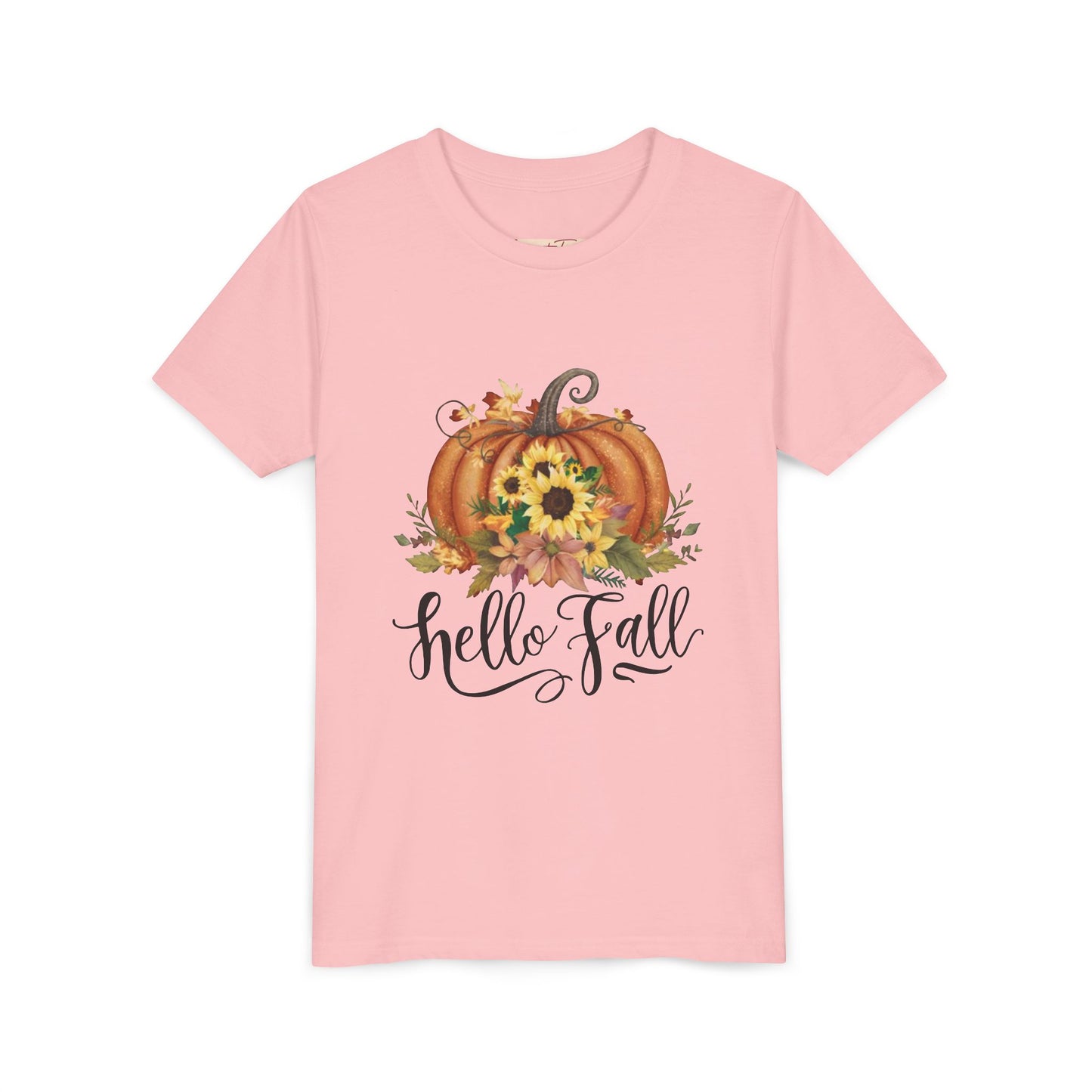 Fall Pumpkin Graphic Youth Tee, Autumn Kids T-Shirt, Hello Fall Shirt, Seasonal Apparel for Kids, Halloween, Thanksgiving Outfit