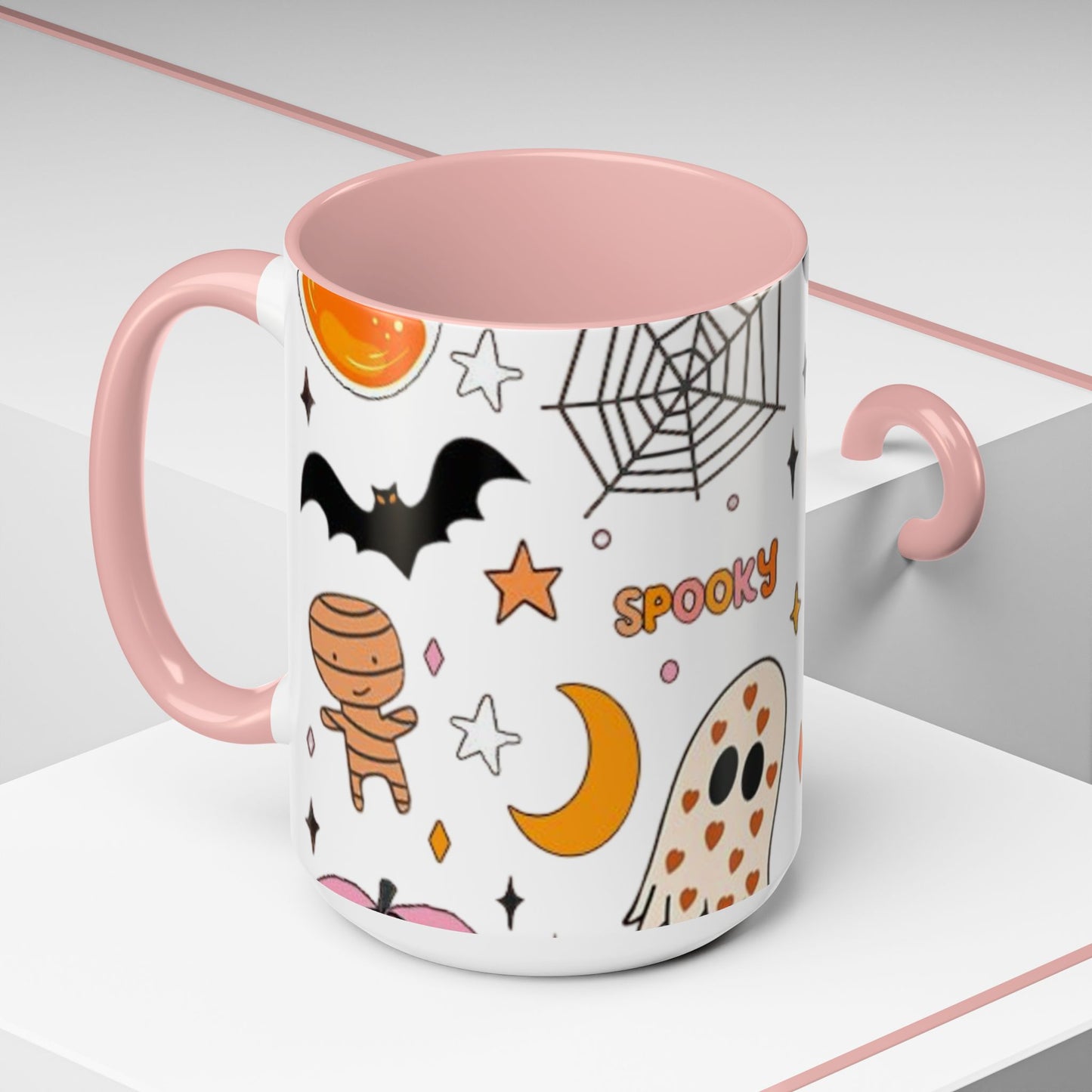 Halloween Accent Coffee Mug - Spooky Cute Designs, Perfect for Fall Décor, Pumpkin, Trick-or-Treat, Autumn Gift, Kids & Adults