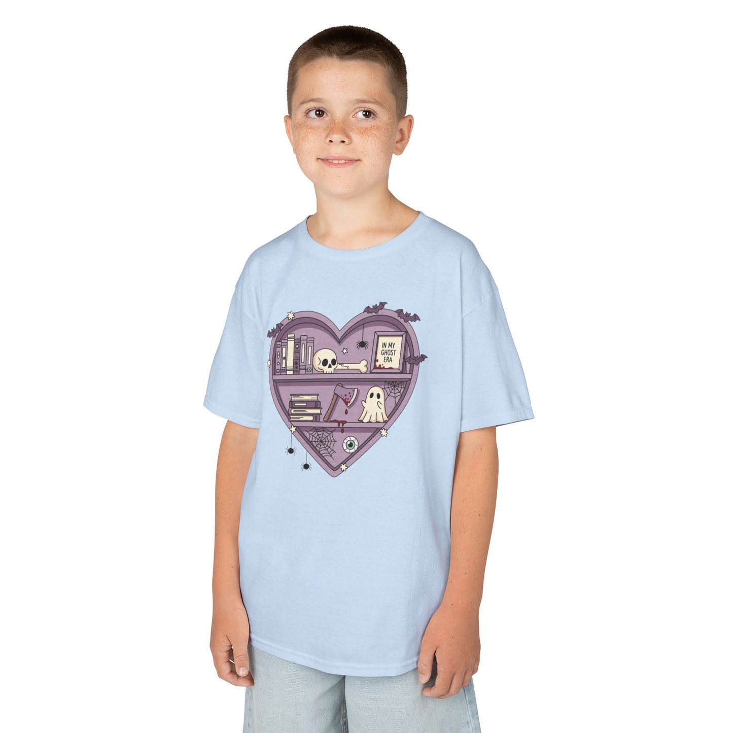 Ghost Heart Kids Tee, Cute Kids T-Shirt, School Spirit Shirt, Birthday Gift for Kids, Cute Graphic Tee