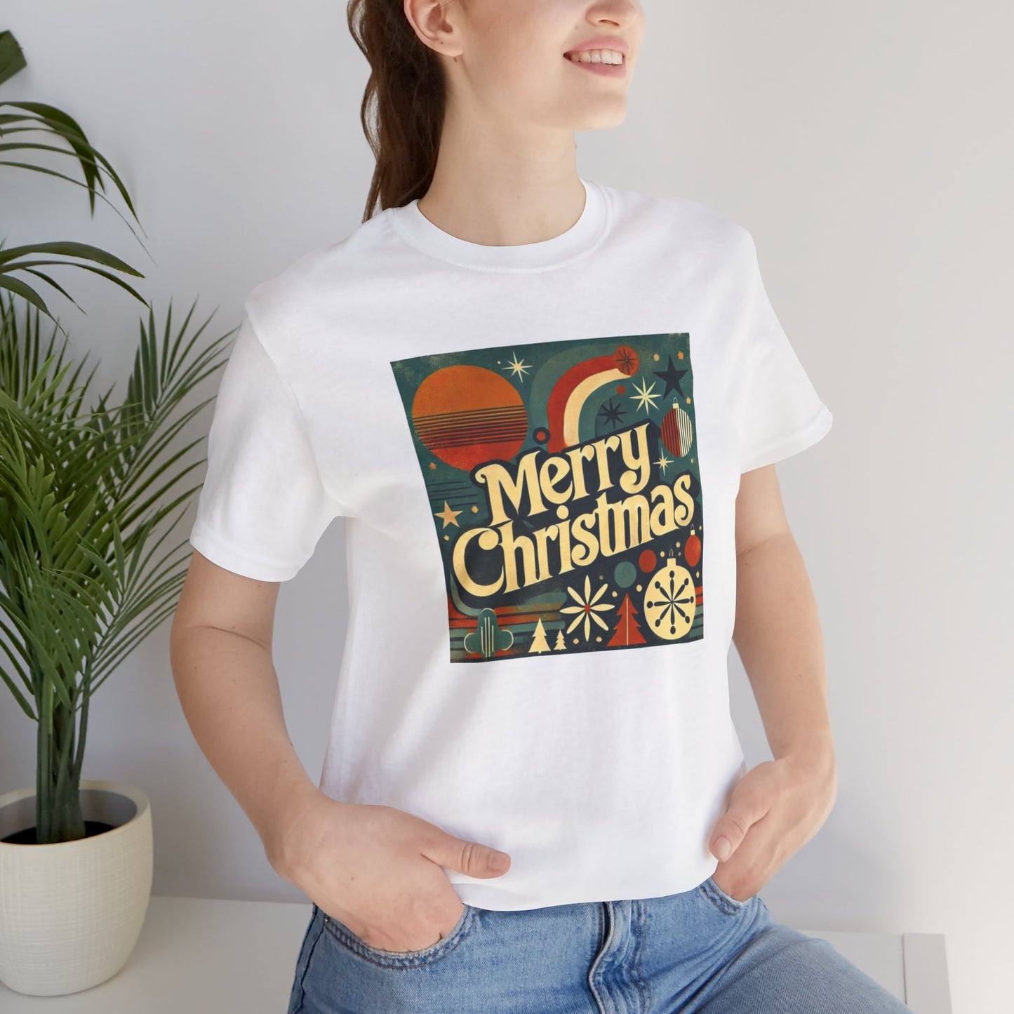 Vintage Retro Merry Christmas Unisex Short Sleeve Tee, Holiday Gift, Festive Shirt, Christmas Apparel, Casual Wear
