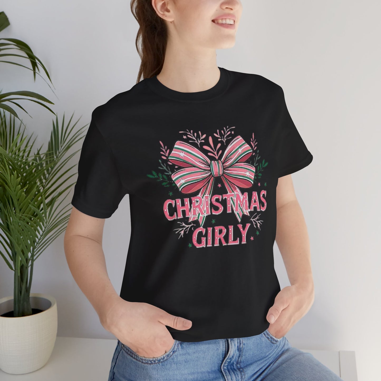 Christmas Girly Short Sleeve Tee, Holiday T-Shirt, Gift Idea, Festive Apparel, Seasonal Top, Christmas Outfit