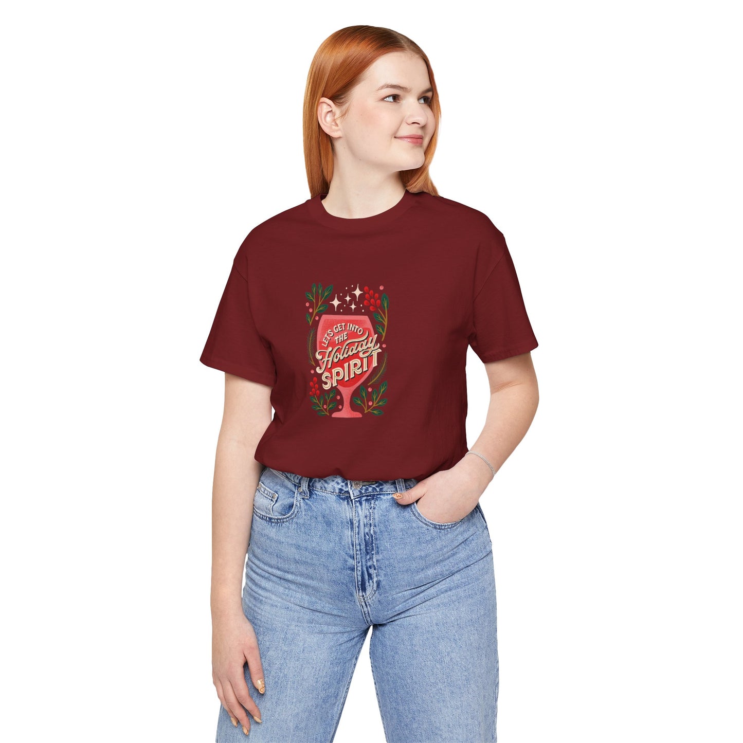 Holiday Spirit Short Sleeve Tee - Unisex Jersey T-Shirt, Festive Casual Wear, Christmas Gift, Family Gatherings, Seasonal Apparel