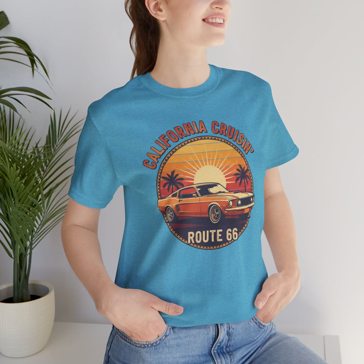 California Cruisin' Vintage Tee, Retro Car Shirt, Route 66 Graphic Tee, Perfect for Road Trips, Travel Lovers Apparel, Unisex T-Shirt