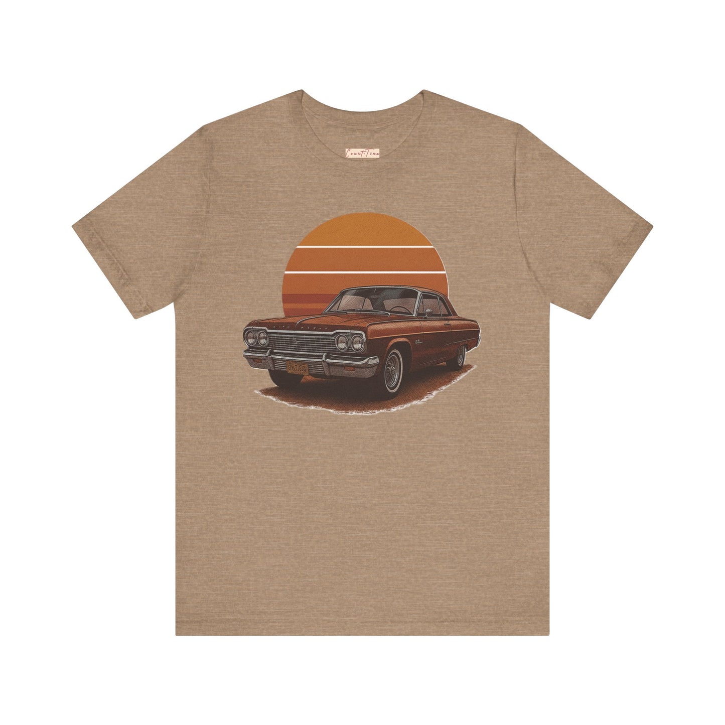 Retro Car Graphic Tee - Vintage Sunset Shirt, Perfect for Car Lovers, Gift for Him, Summer Style, Casual Wear, Unisex Fashion