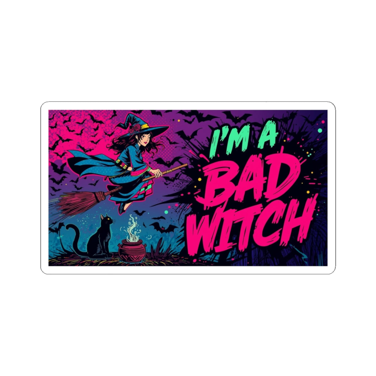 Enchanting Bad Witch Kiss-Cut Stickers | Spooky Decor, Witchcraft Gifts, Halloween Accessories, Laptop Stickers, Witchy Aesthetic