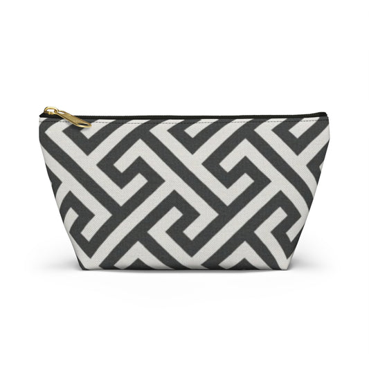 Chic Geometric Accessory Pouch, Makeup Bag, Travel Organizer, Gift for Her, Elegant Storage, Fashionable Zippered Pouch