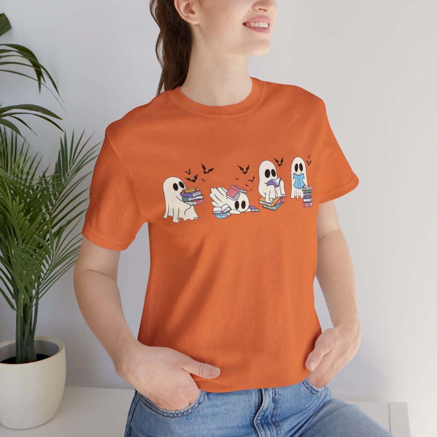 Ghostly Reading Tee - Cute Unisex Tee, Perfect for Book Lovers, Halloween, Casual Wear, Gifts for Readers, Cozy Style