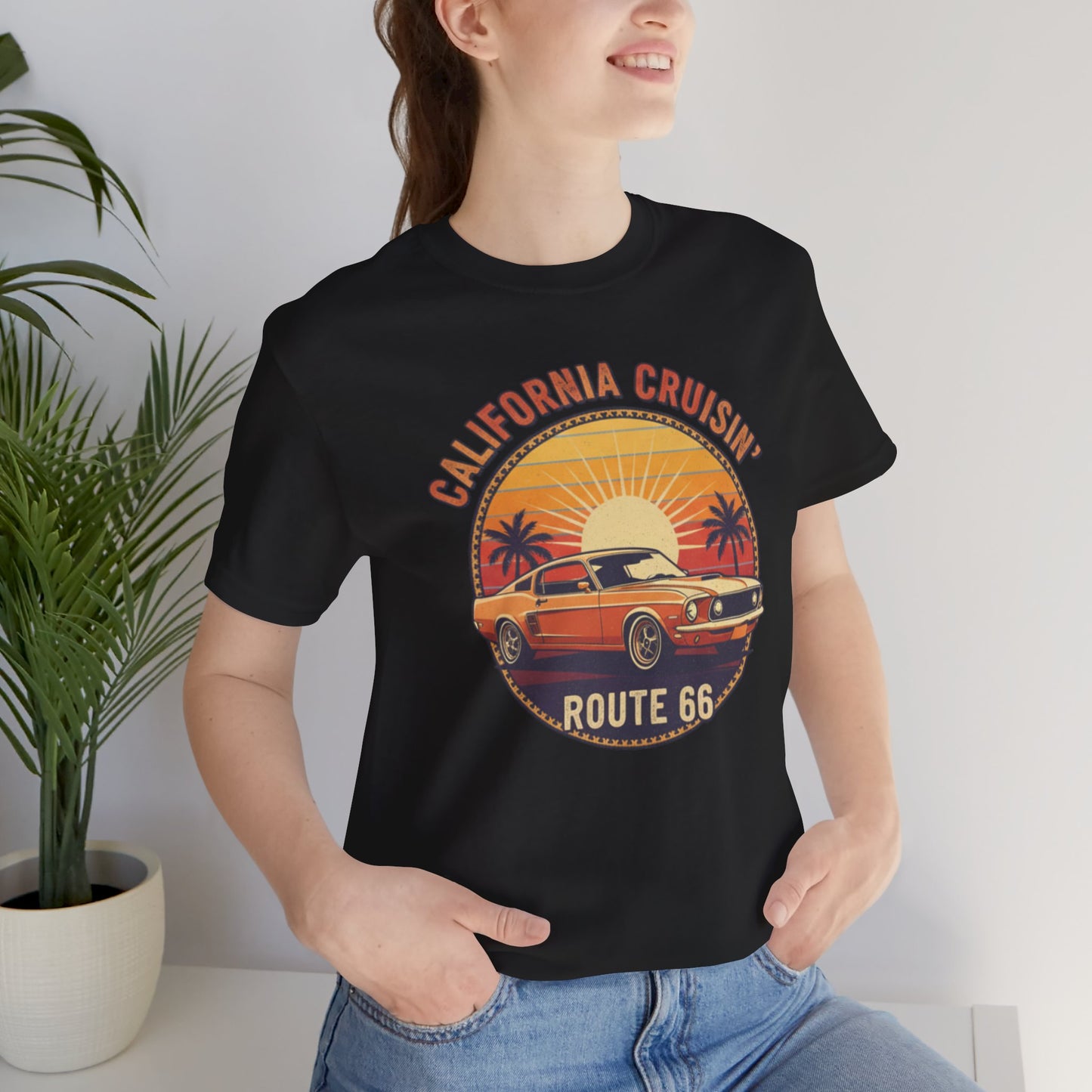 California Cruisin' Vintage Tee, Retro Car Shirt, Route 66 Graphic Tee, Perfect for Road Trips, Travel Lovers Apparel, Unisex T-Shirt