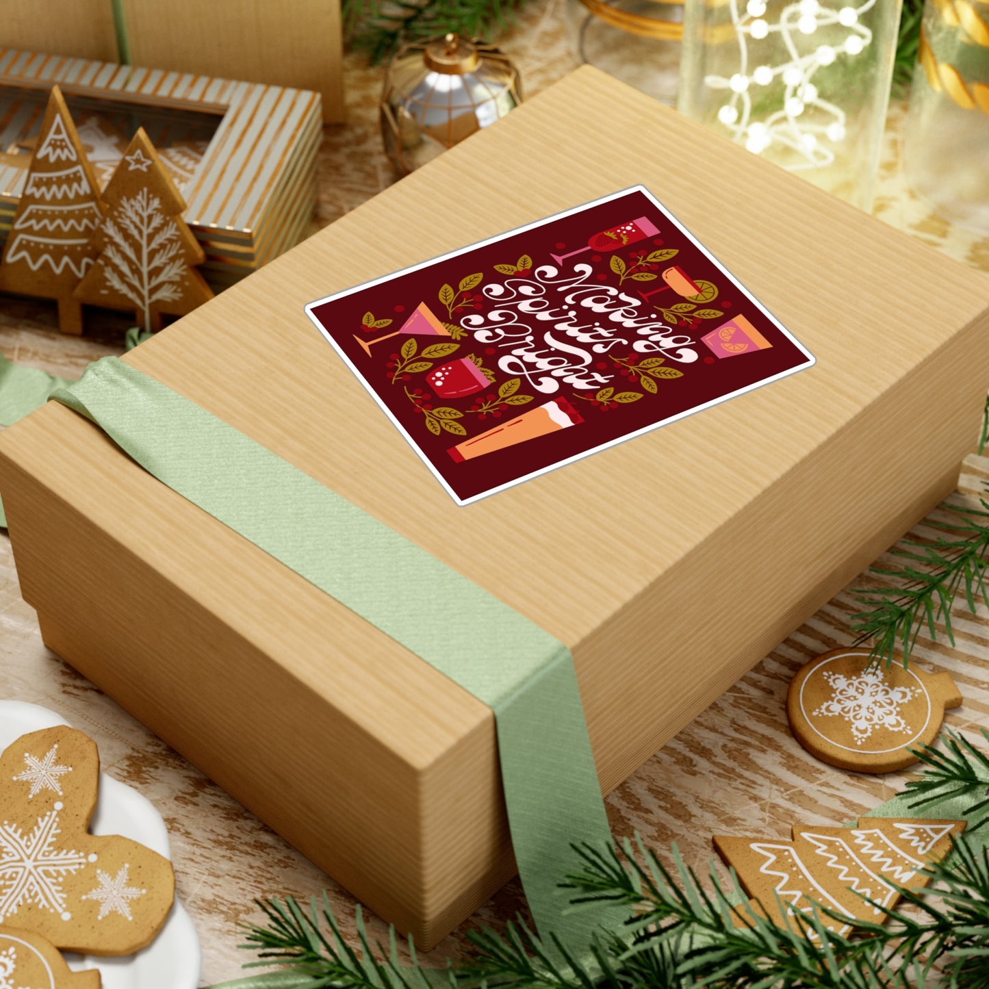 Festive Kiss-Cut Vinyl Decals | Making Spirits Bright Stickers for Party Decor, Holiday Gifts, Bar Decor, Home Decor, and Celebrations