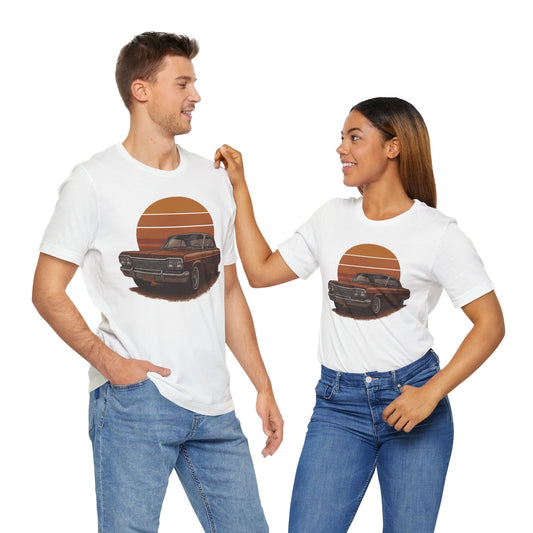 Retro Car Graphic Tee - Vintage Sunset Shirt, Perfect for Car Lovers, Gift for Him, Summer Style, Casual Wear, Unisex Fashion
