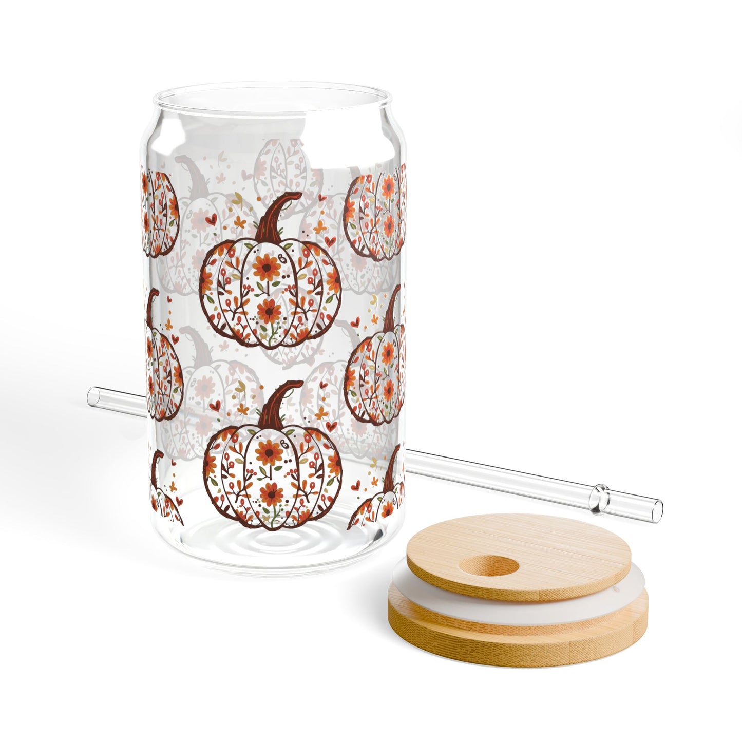 Autumn Pumpkin Sipper Glass 16oz