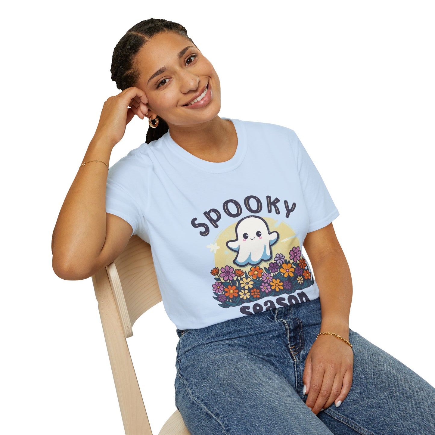 Spooky Season T-Shirt, Halloween Tee, Ghost Graphic Shirt, Fall Apparel, Cute Casual Top