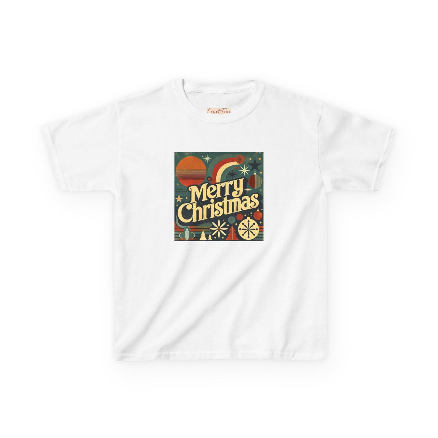 Vintage Retro Merry Christmas Kids Tee, Holiday T-Shirt, Festive Childrens Shirt, Winter Apparel, Gift for Kids, Christmas Party Outfit