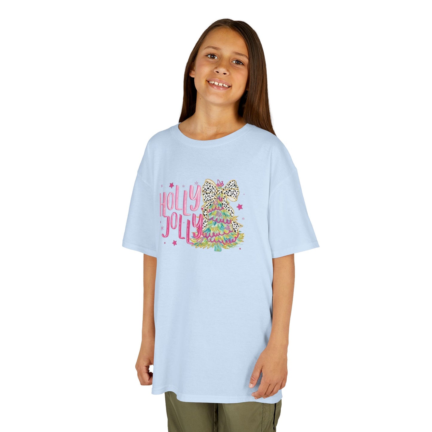 Holly Jolly Kids Tee, Festive Youth Shirt, Christmas Apparel, Fun Gift for Kids, Joyful T-Shirt for Celebrations